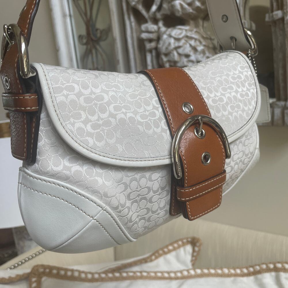 Coach Soho Mini White Signature Flap Bag | 12303 Jacquard & Leather Y2K - Picture 3 of 8